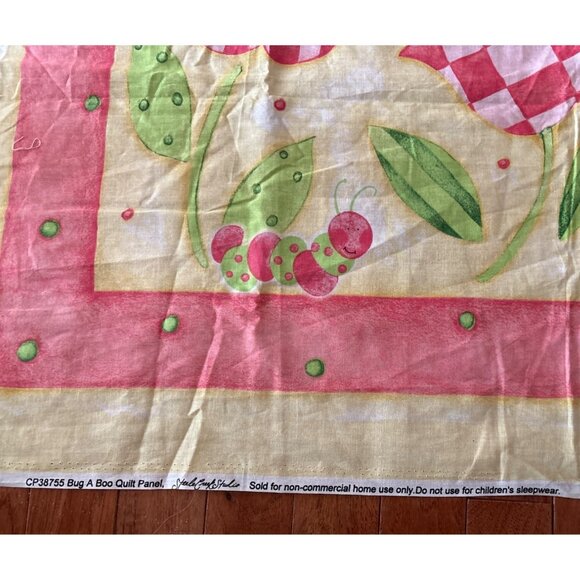 Bug A Boo Butterfly & Flower Quilt Panel 36"x44" Pink/Green/Yellow Cotton Fabric - Picture 2 of 7